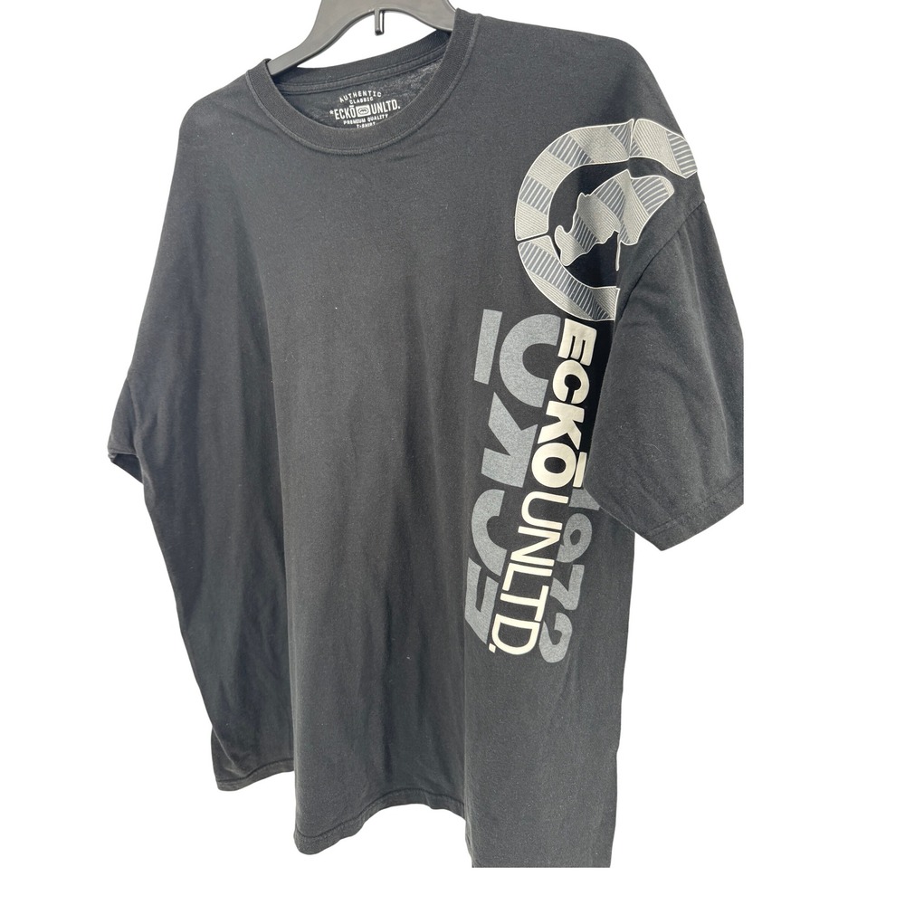 Ecko Unltd Y2K Shirt Tee Mens 3XL Black Graphic Rhino‎ Logo Short Sleeve Casual